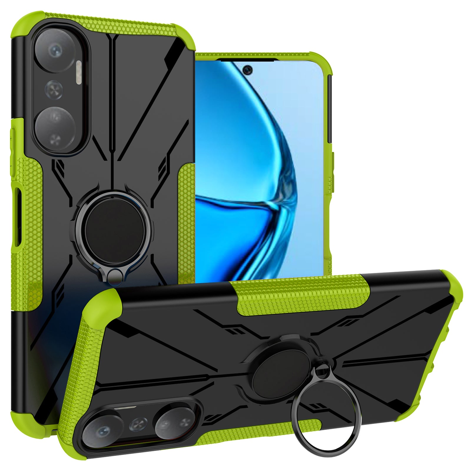 For Infinix Hot 20 4G Ring Holder Kickstand Phone Case Hard PC Soft TPU Shockproof Protective Cover For Infinix Hot 20 4G Ring Holder Kickstand Phone Case Hard PC Soft TPU Shockproof Protective Cover